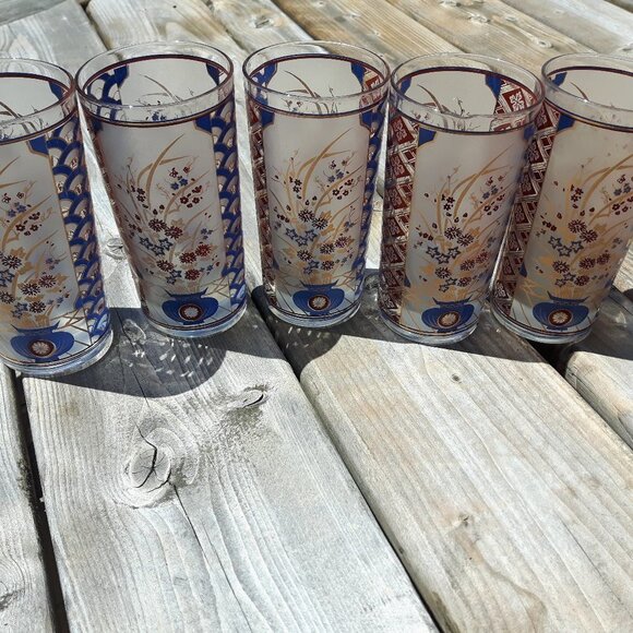 Mid Century Culver Imari Highball Set 22k Gold - Picture 2 of 5